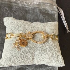 Erika Williner Designs Gold Pirate Charm Bracelet with Crystal Accents